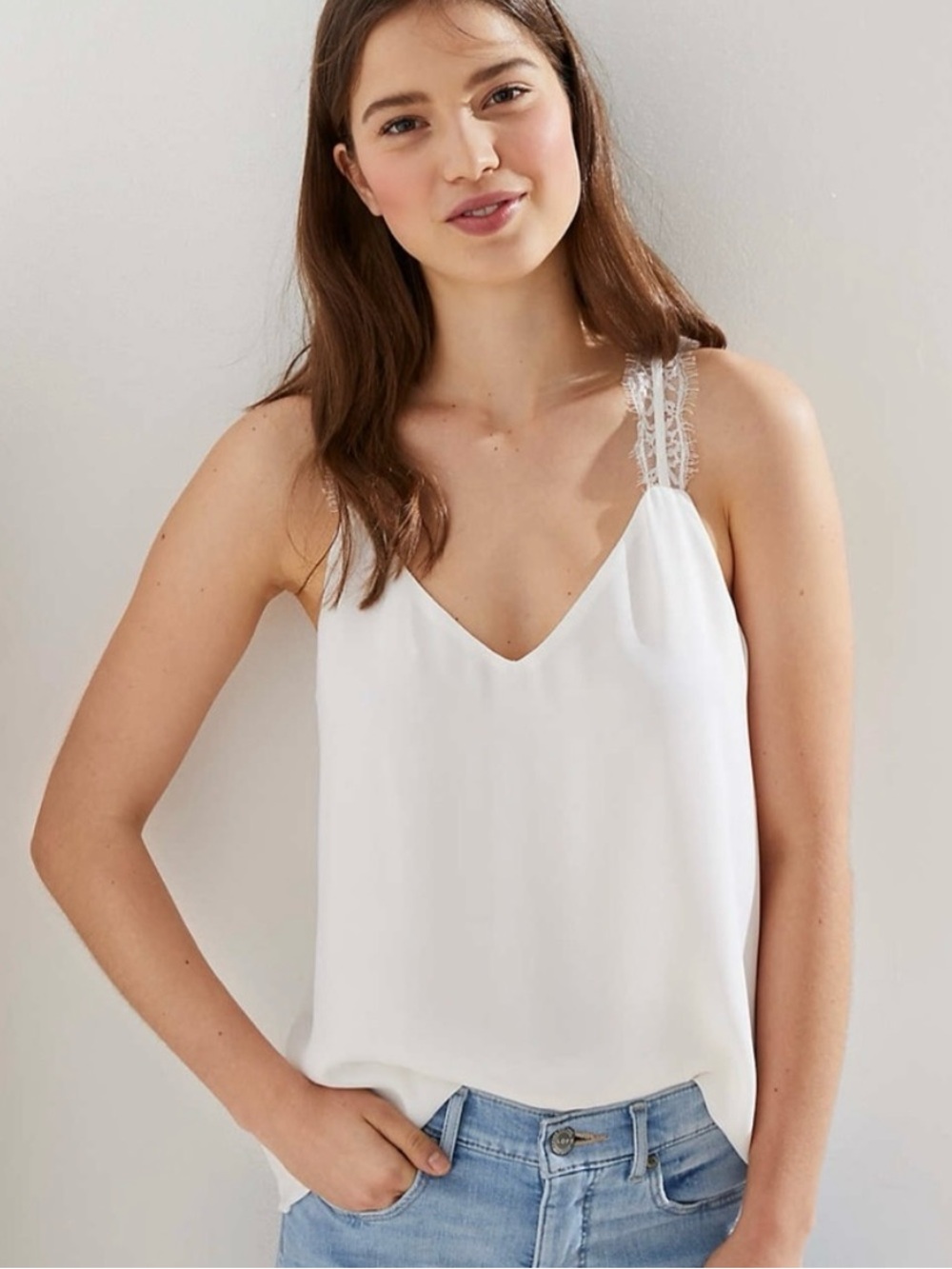 LOFT White Lace-Back Cami Tank Top - XS - New Without Tags